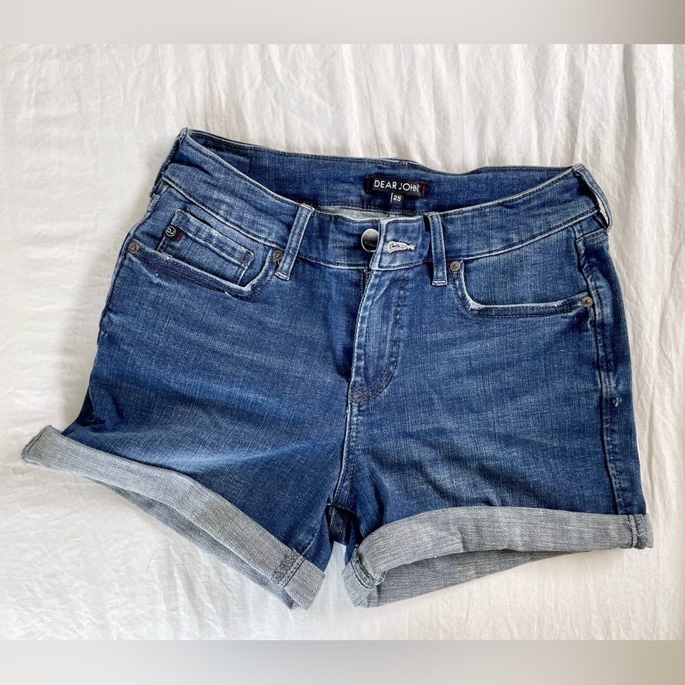 SOLD — Dear John cuffed denim shorts, Ava mid rise, size 25